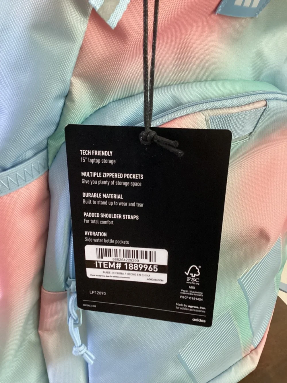 Adidas Midway Youth Soft Shell Backpack Blue and Pink Fits 15” Laptop NWT